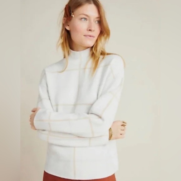Anthropologie Sweaters - ANTHROPOLOGIE IVANNA LIZZIE MOCK NECK PLAID WINDOWPANE
SWEATER -XS